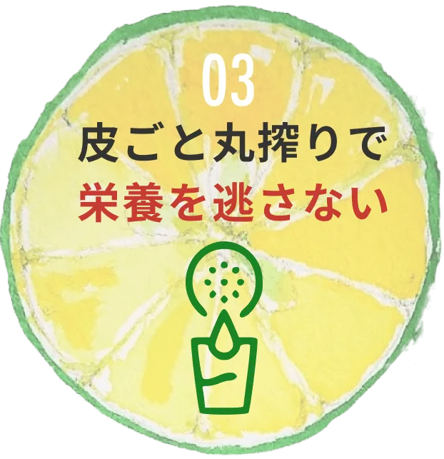 03:皮ごと丸搾りで栄養を逃さない